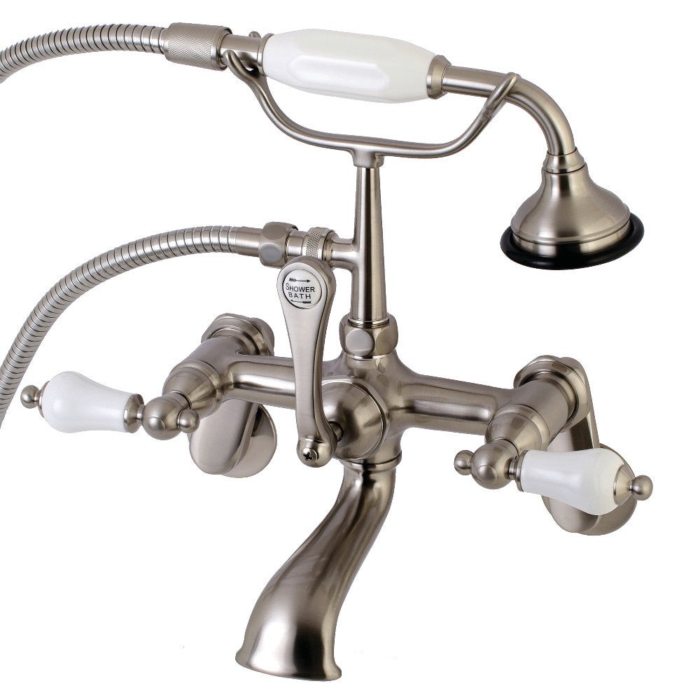 Aqua Vintage Wall Mount Tub Faucet with Hand Shower, 7" Centers Two hole Installation - BUILDMYPLACE