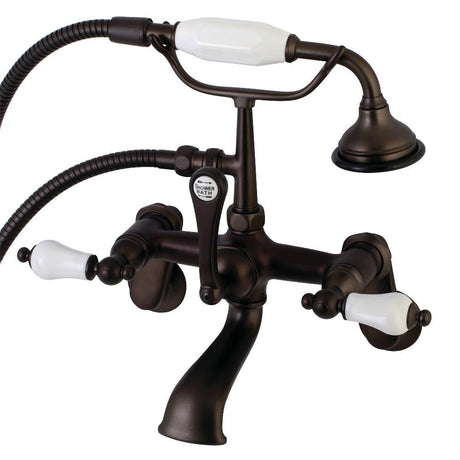Aqua Vintage Wall Mount Tub Faucet with Hand Shower, 7" Centers Two hole Installation - BUILDMYPLACE