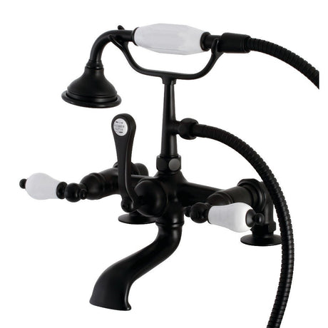 Aqua Vintage Wall Mount Tub Faucet with Hand Shower, 7" Centers Two hole Installation - BUILDMYPLACE