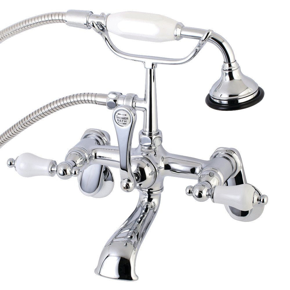 Aqua Vintage Wall Mount Tub Faucet with Hand Shower, 7" Centers Two hole Installation - BUILDMYPLACE