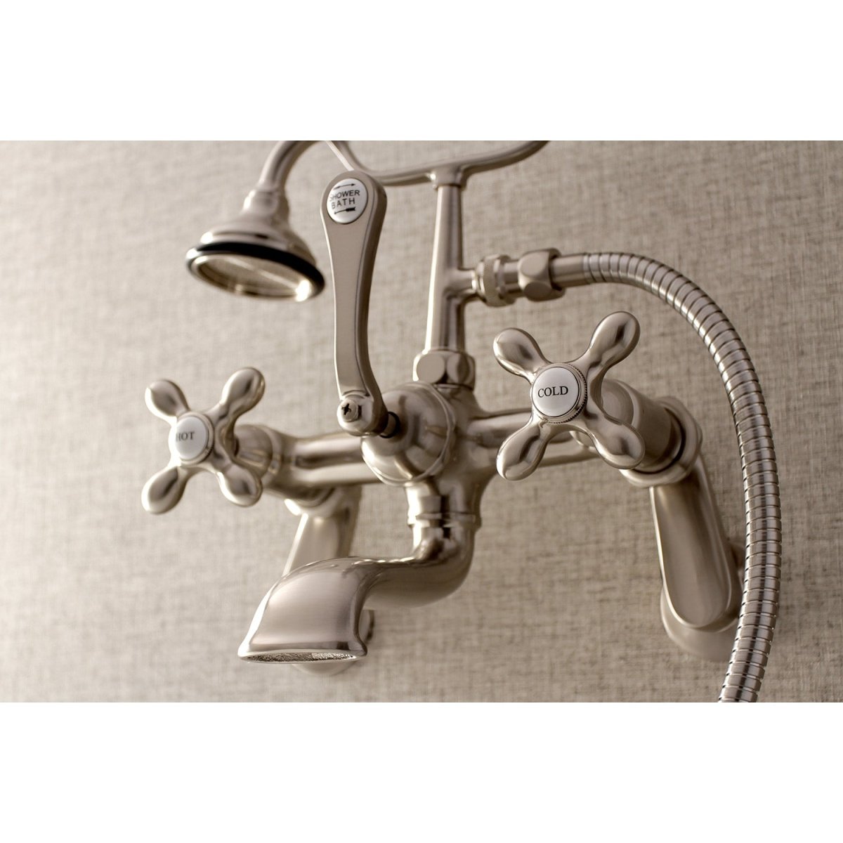 Aqua Vintage Wall Mounted Clawfoot Tub Faucet With Built In Diverter Includes Hand Shower - BUILDMYPLACE