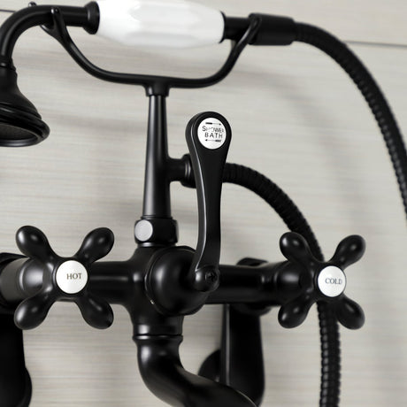 Aqua Vintage Wall Mounted Clawfoot Tub Faucet With Built In Diverter Includes Hand Shower - BUILDMYPLACE