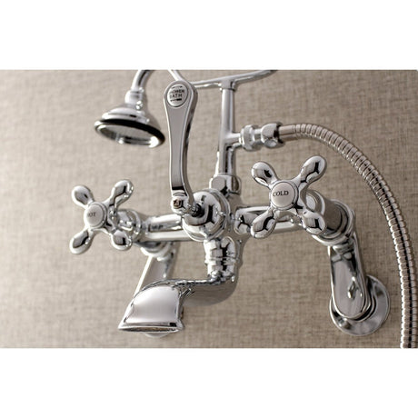 Aqua Vintage Wall Mounted Clawfoot Tub Faucet With Built In Diverter Includes Hand Shower - BUILDMYPLACE