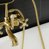 Aqua Vintage Wall Mounted Clawfoot Tub Faucet With Built In Diverter Includes Hand Shower - BUILDMYPLACE