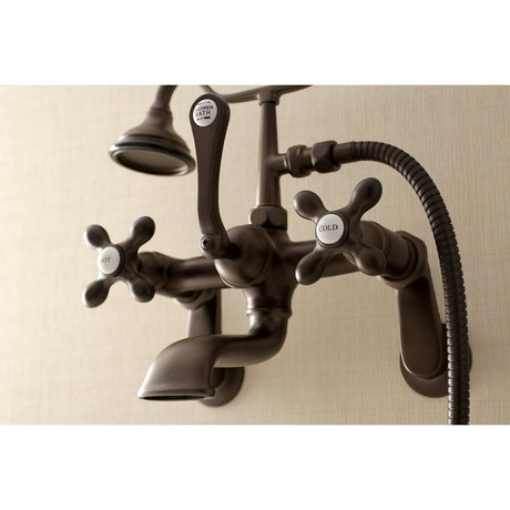 Aqua Vintage Wall Mounted Clawfoot Tub Faucet With Built In Diverter Includes Hand Shower - BUILDMYPLACE