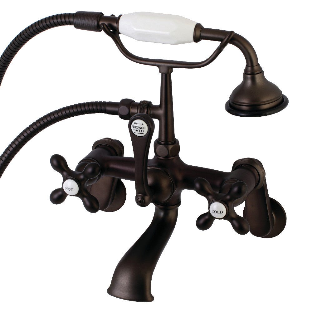 Aqua Vintage Wall Mounted Clawfoot Tub Faucet With Built In Diverter Includes Hand Shower - BUILDMYPLACE