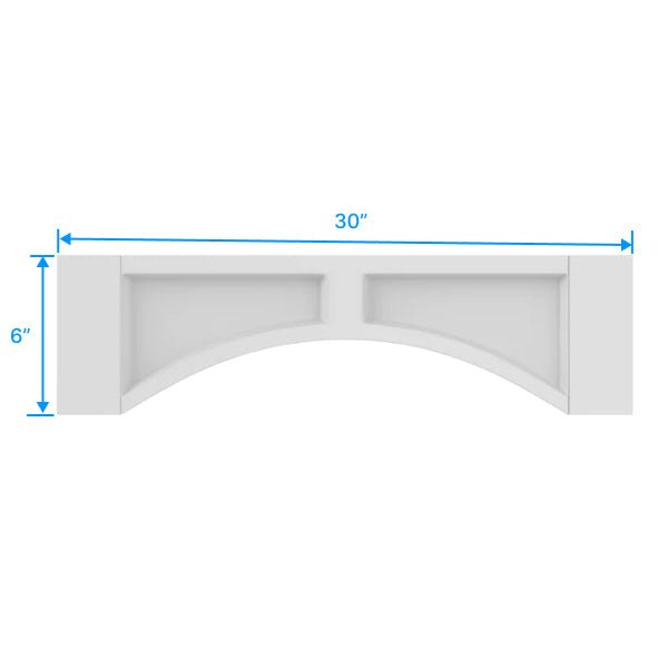 Arched Valance - 30W x 6H x 3/4D - Aria White Shaker - BUILDMYPLACE