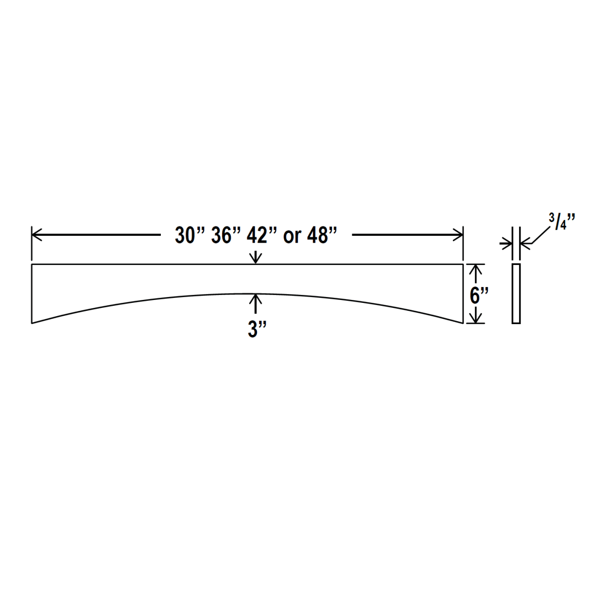 Arched Valance - 36W x 6H x 3/4D - Aria Shaker Espresso - BUILDMYPLACE