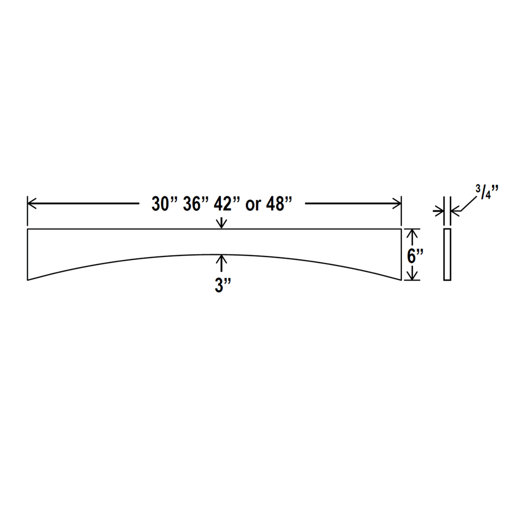 Arched Valance - 36W x 6H x 3/4D - Aspen White - RTA