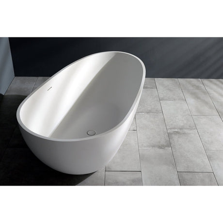 Arcticstone Solid Surface White Stone Freestanding Tub with Drain, Matte White - BUILDMYPLACE