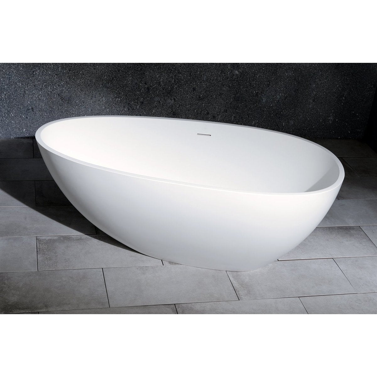 Arcticstone Solid Surface White Stone Freestanding Tub with Drain, Matte White - BUILDMYPLACE