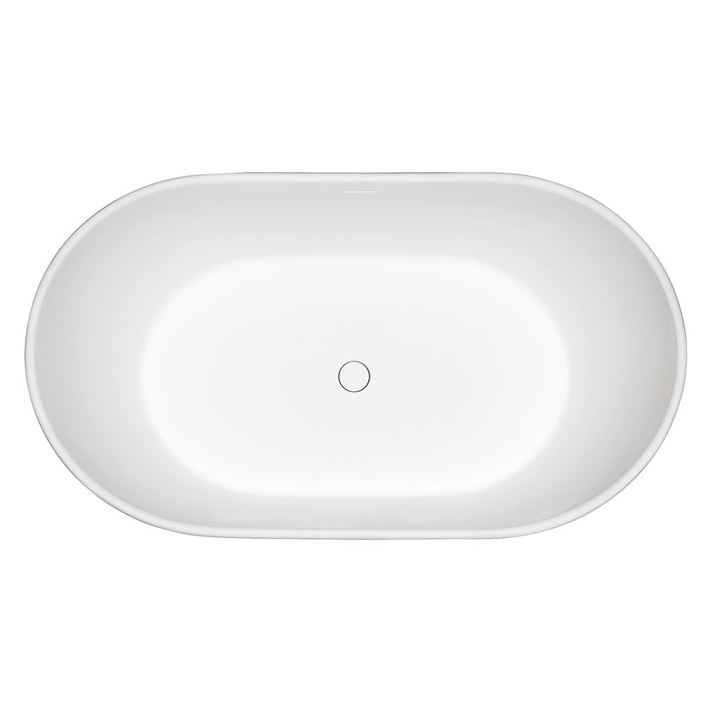 Arcticstone Solid Surface White Stone Freestanding Tub with Drain, Matte White - BUILDMYPLACE