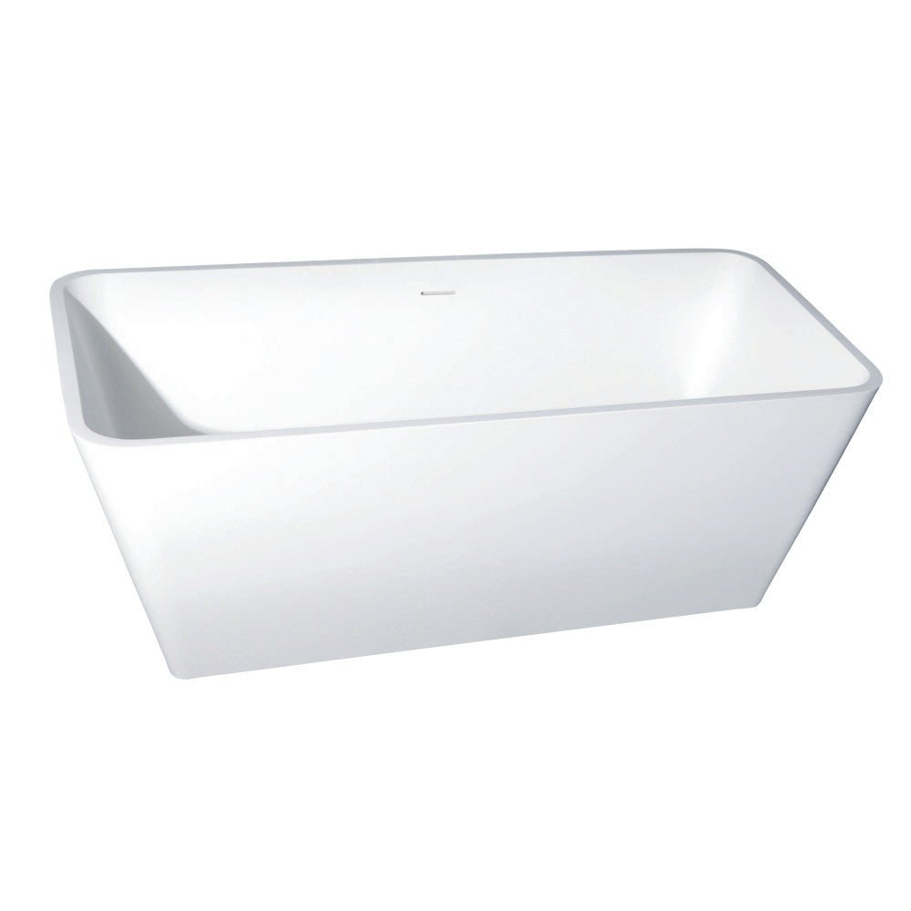 Arcticstone Solid Surface White Stone Freestanding Tub with Drain, Matte White - BUILDMYPLACE