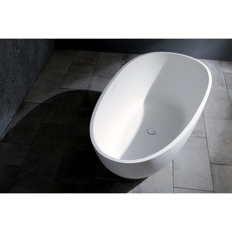 Arcticstone Solid Surface White Stone Freestanding Tub with Drain, Matte White - BUILDMYPLACE