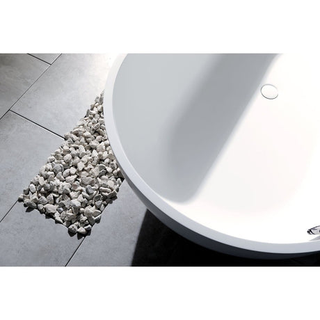 Arcticstone Solid Surface White Stone Freestanding Tub with Drain, Matte White - BUILDMYPLACE