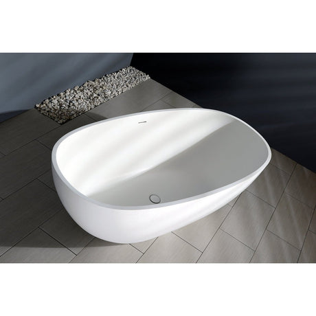 Arcticstone Solid Surface White Stone Freestanding Tub with Drain, Matte White - BUILDMYPLACE