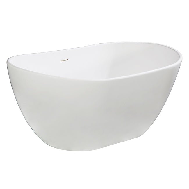 Arcticstone Solid Surface White Stone Freestanding Tub with Drain, Matte White - BUILDMYPLACE