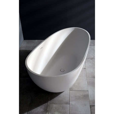 Arcticstone Solid Surface White Stone Freestanding Tub with Drain, Matte White - BUILDMYPLACE