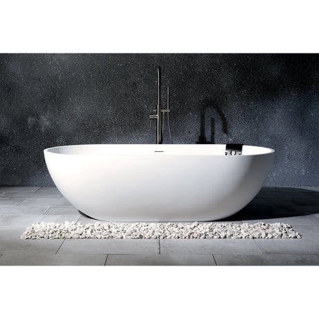 Arcticstone Solid Surface White Stone Freestanding Tub with Drain, Matte White - BUILDMYPLACE