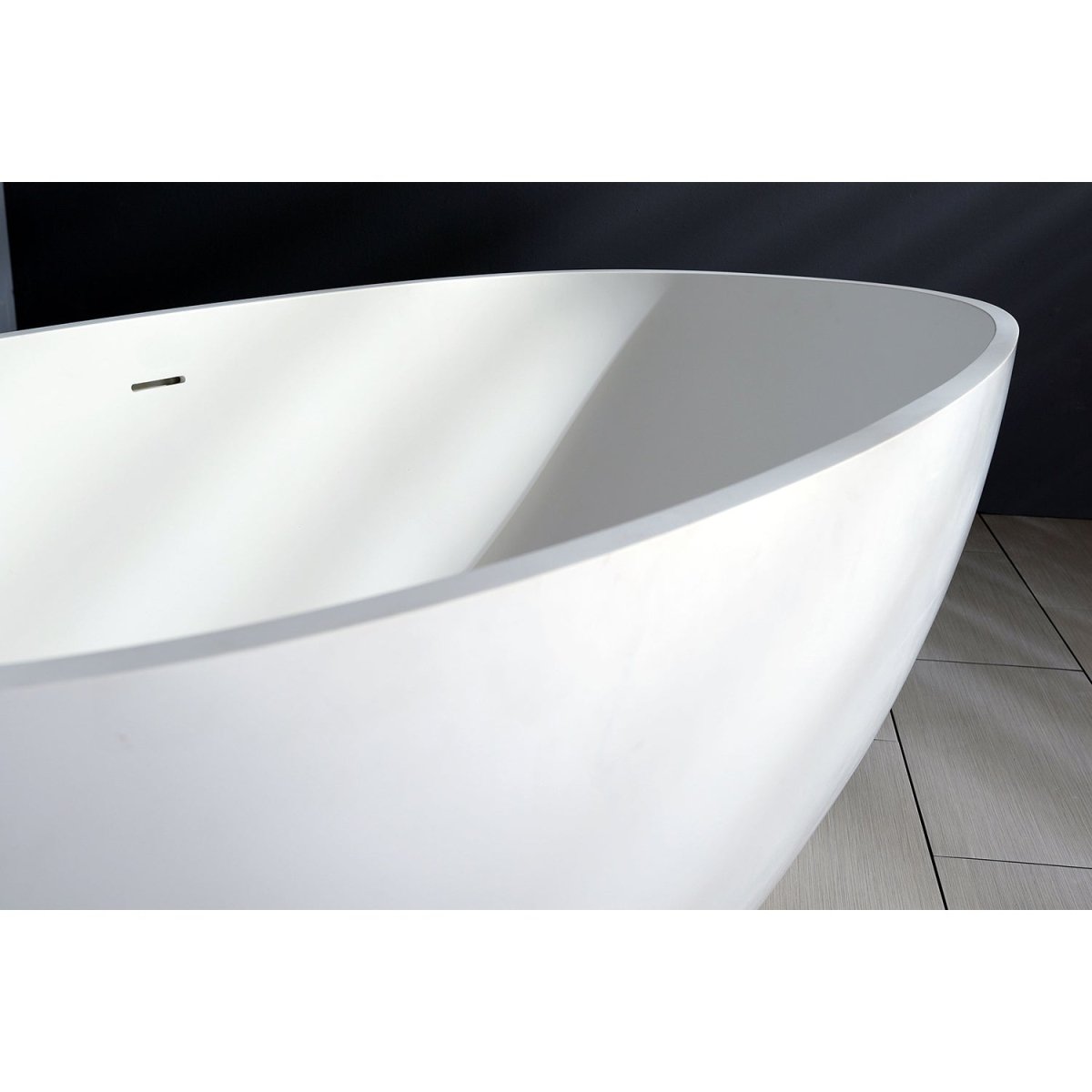 Arcticstone Solid Surface White Stone Freestanding Tub with Drain, Matte White - BUILDMYPLACE