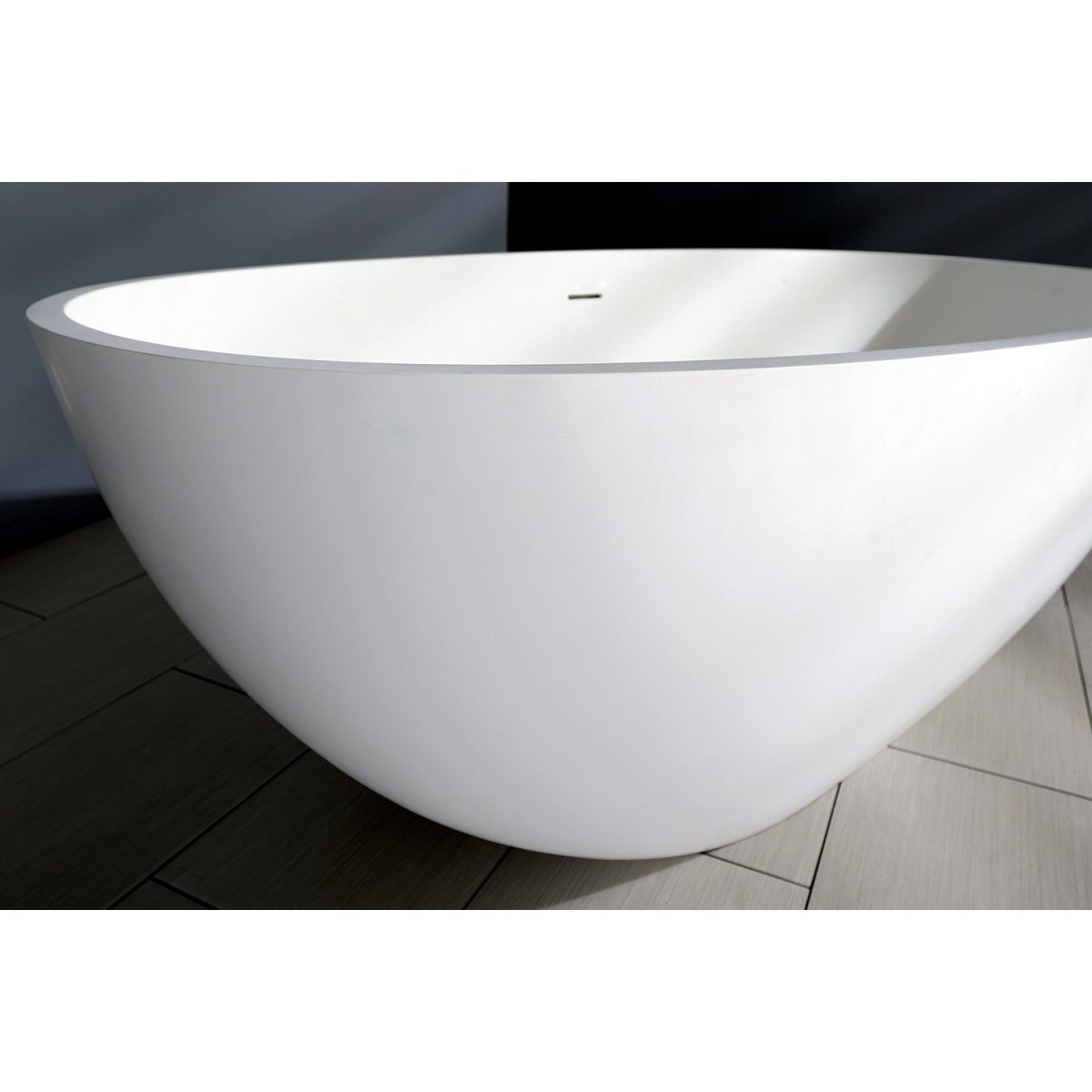 Arcticstone Solid Surface White Stone Freestanding Tub with Drain, Matte White - BUILDMYPLACE