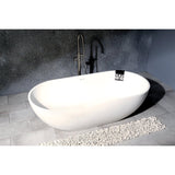 Arcticstone Solid Surface White Stone Freestanding Tub with Drain, Matte White - BUILDMYPLACE