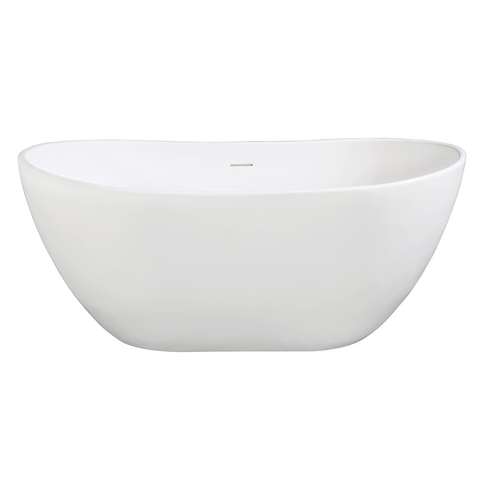 Arcticstone Solid Surface White Stone Freestanding Tub with Drain, Matte White - BUILDMYPLACE