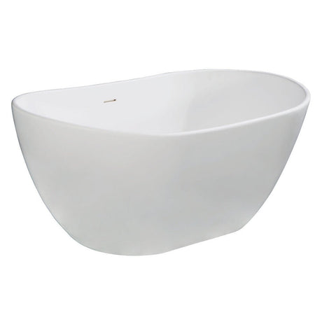 Arcticstone Solid Surface White Stone Freestanding Tub with Drain, Matte White - BUILDMYPLACE