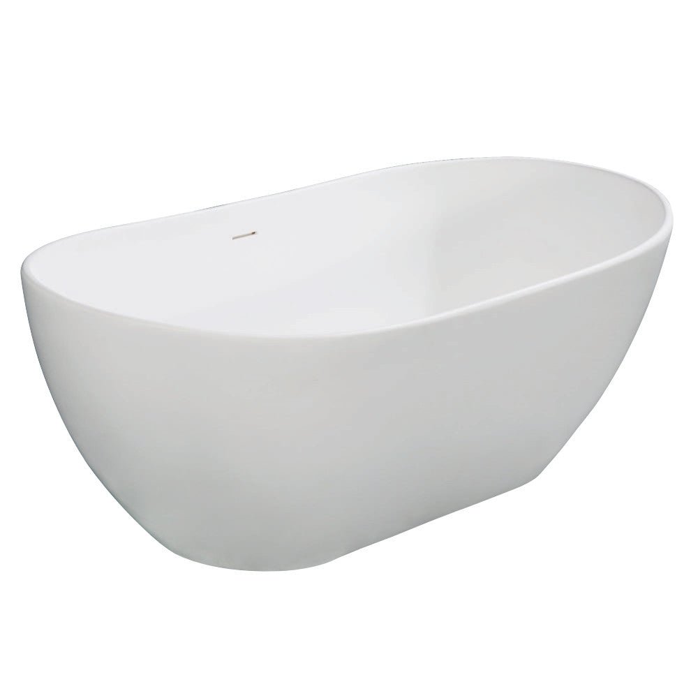 Arcticstone Solid Surface White Stone Freestanding Tub with Drain, Matte White - BUILDMYPLACE