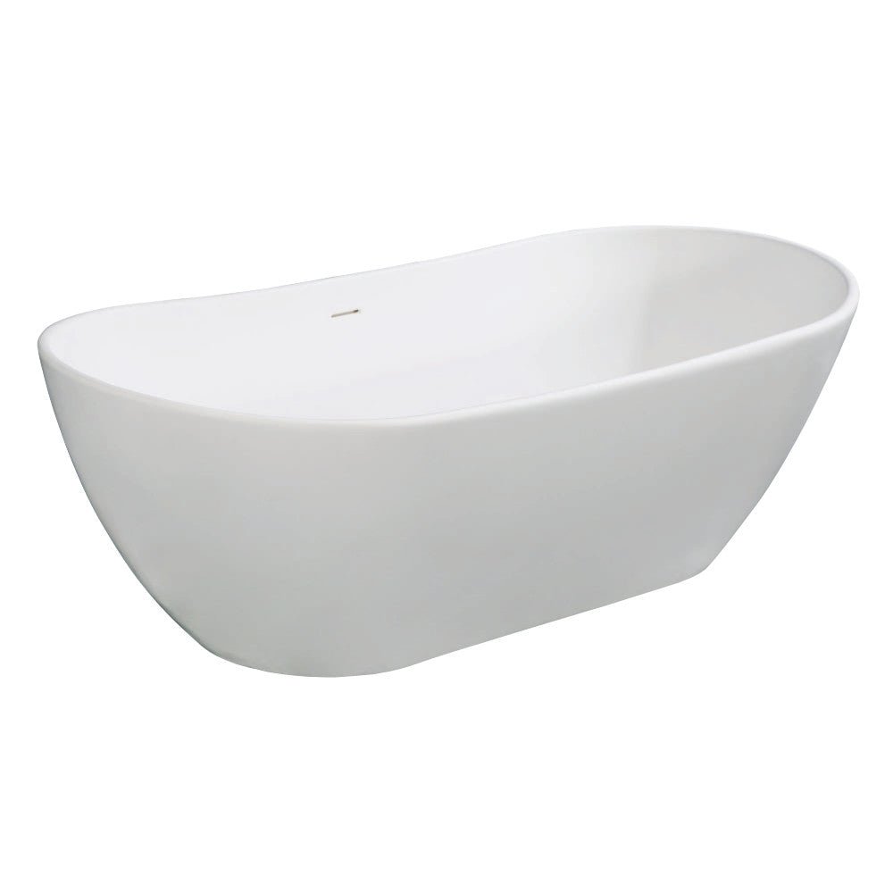 Arcticstone Solid Surface White Stone Freestanding Tub with Drain, Matte White - BUILDMYPLACE