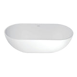 Arcticstone Solid Surface White Stone Freestanding Tub with Drain, Matte White - BUILDMYPLACE