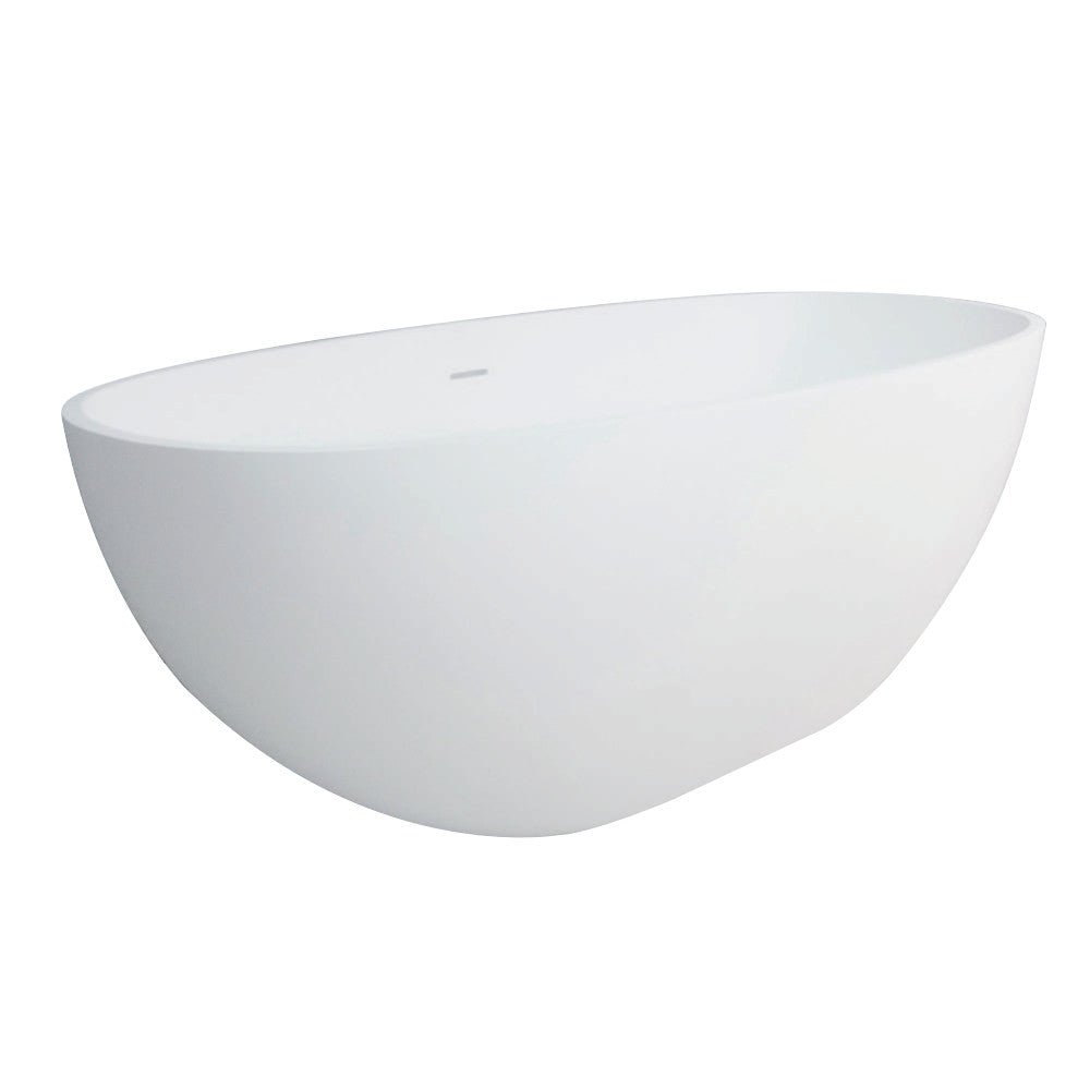 Arcticstone Solid Surface White Stone Freestanding Tub with Drain, Matte White - BUILDMYPLACE