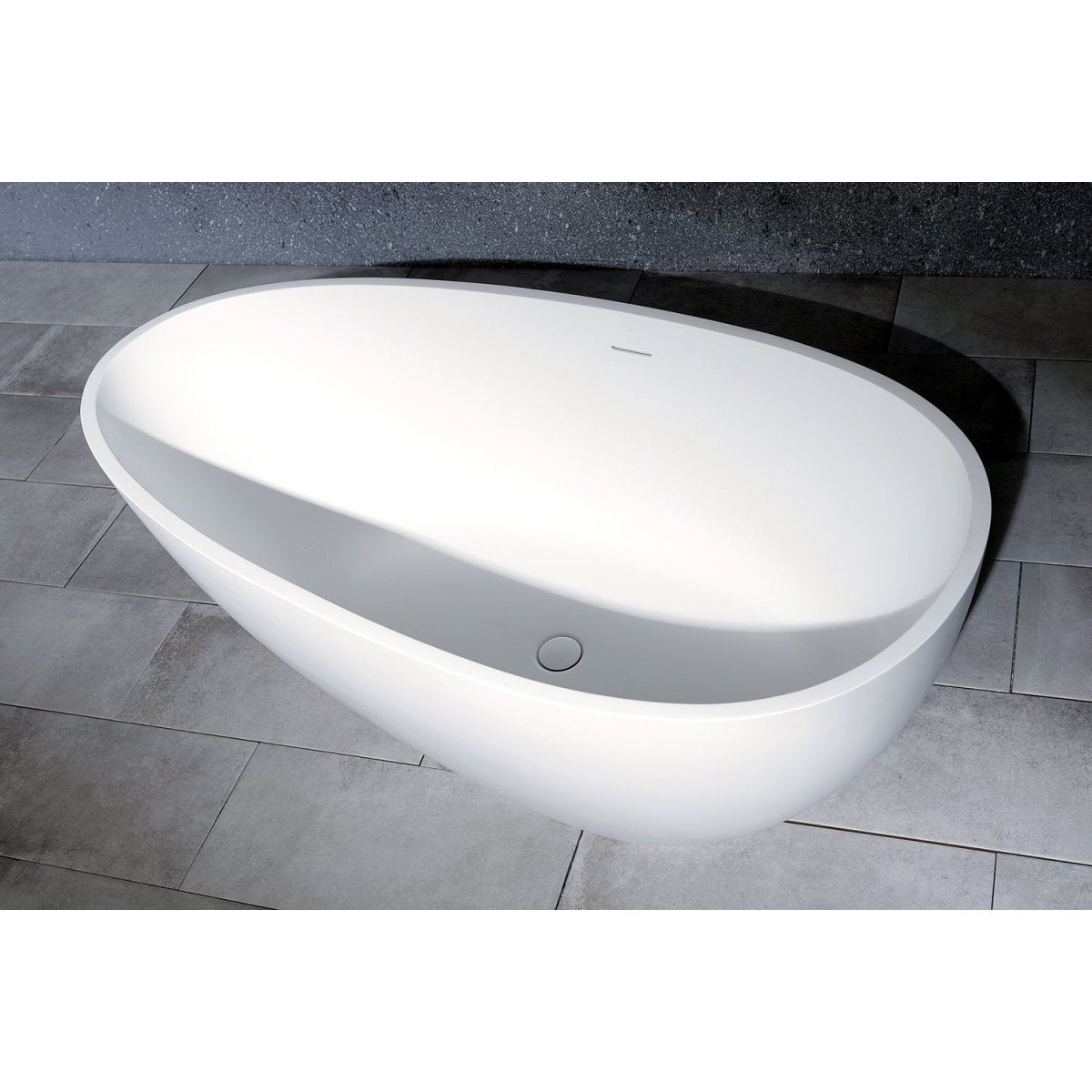 Arcticstone Solid Surface White Stone Freestanding Tub with Drain, Matte White - BUILDMYPLACE