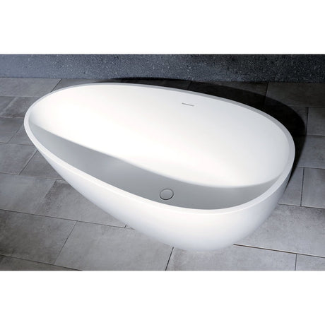 Arcticstone Solid Surface White Stone Freestanding Tub with Drain, Matte White - BUILDMYPLACE