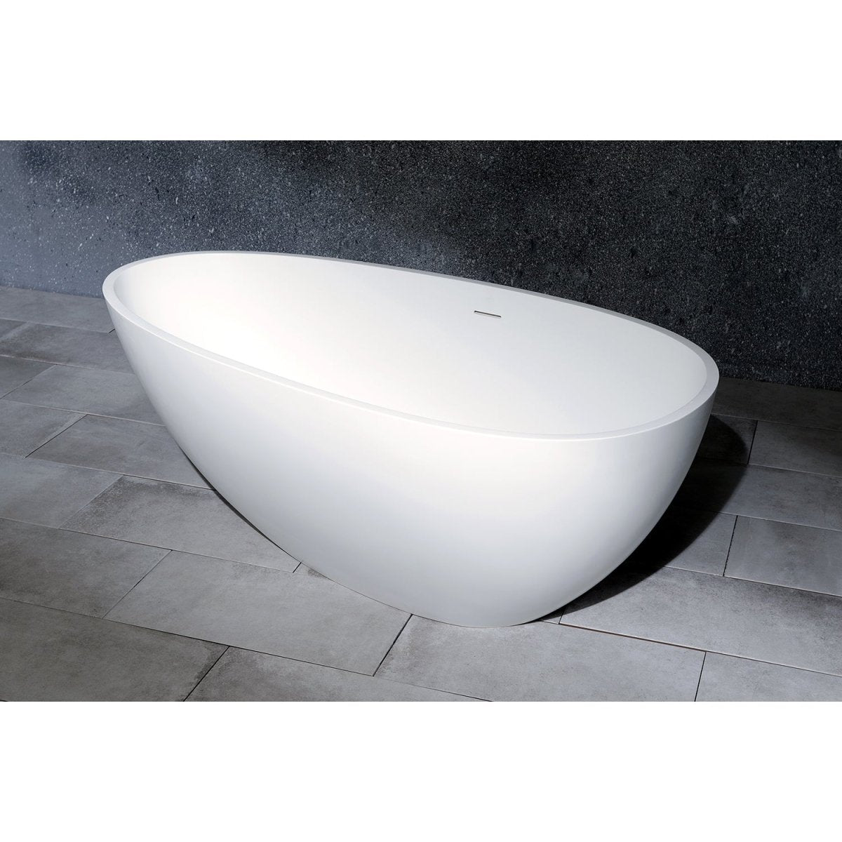 Arcticstone Solid Surface White Stone Freestanding Tub with Drain, Matte White - BUILDMYPLACE