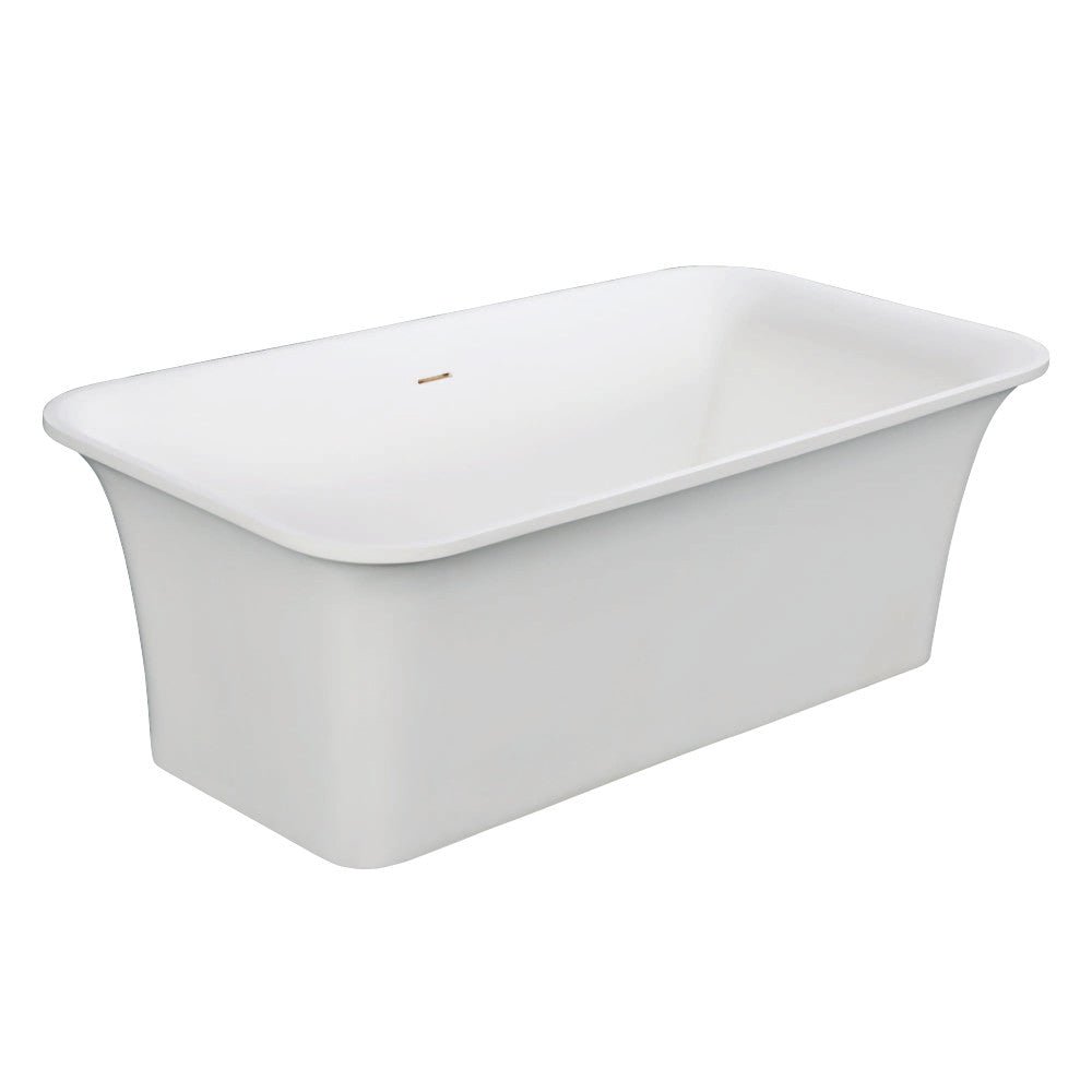 Arcticstone Solid Surface White Stone Freestanding Tub with Drain, Matte White - BUILDMYPLACE