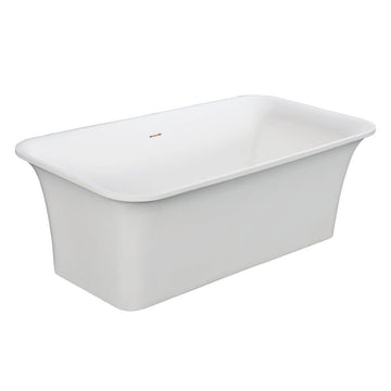 Arcticstone Solid Surface White Stone Freestanding Tub with Drain, Matte White