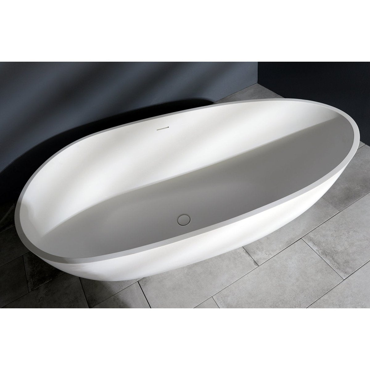 Arcticstone Solid Surface White Stone Freestanding Tub with Drain, Matte White - BUILDMYPLACE