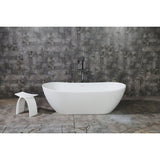 Arcticstone Solid Surface White Stone Freestanding Tub with Drain, Matte White - BUILDMYPLACE