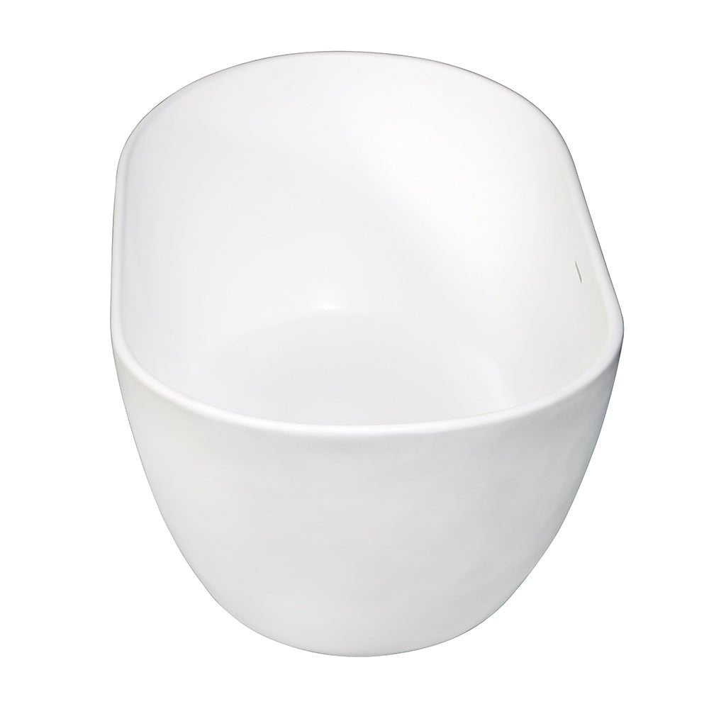 Arcticstone Solid Surface White Stone Freestanding Tub with Drain, Matte White - BUILDMYPLACE