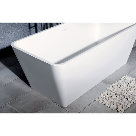 Arcticstone Solid Surface White Stone Freestanding Tub with Drain, Matte White - BUILDMYPLACE