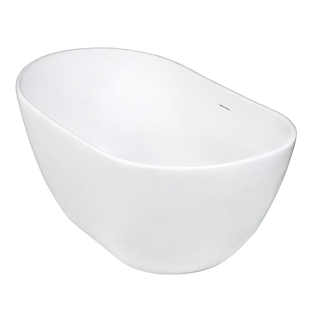 Arcticstone Solid Surface White Stone Freestanding Tub with Drain, Matte White - BUILDMYPLACE