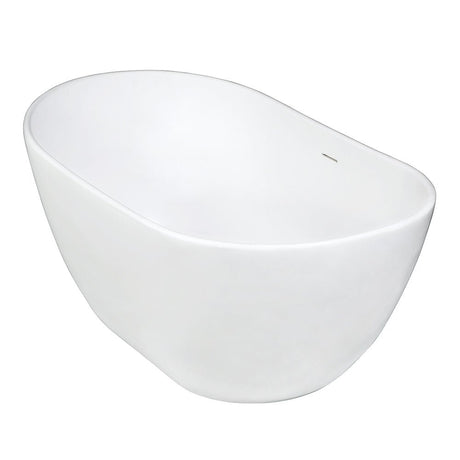 Arcticstone Solid Surface White Stone Freestanding Tub with Drain, Matte White - BUILDMYPLACE