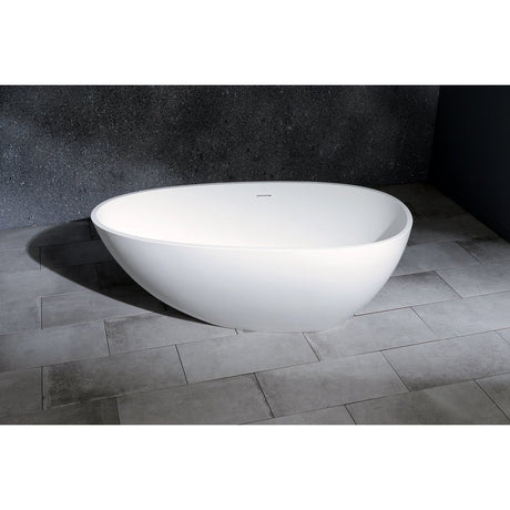 Arcticstone Solid Surface White Stone Freestanding Tub with Drain, Matte White - BUILDMYPLACE