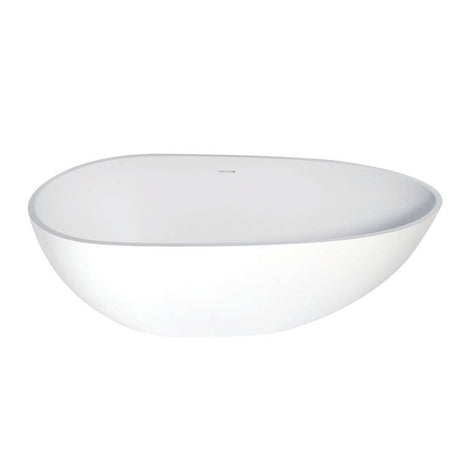 Arcticstone Solid Surface White Stone Freestanding Tub with Drain, Matte White - BUILDMYPLACE