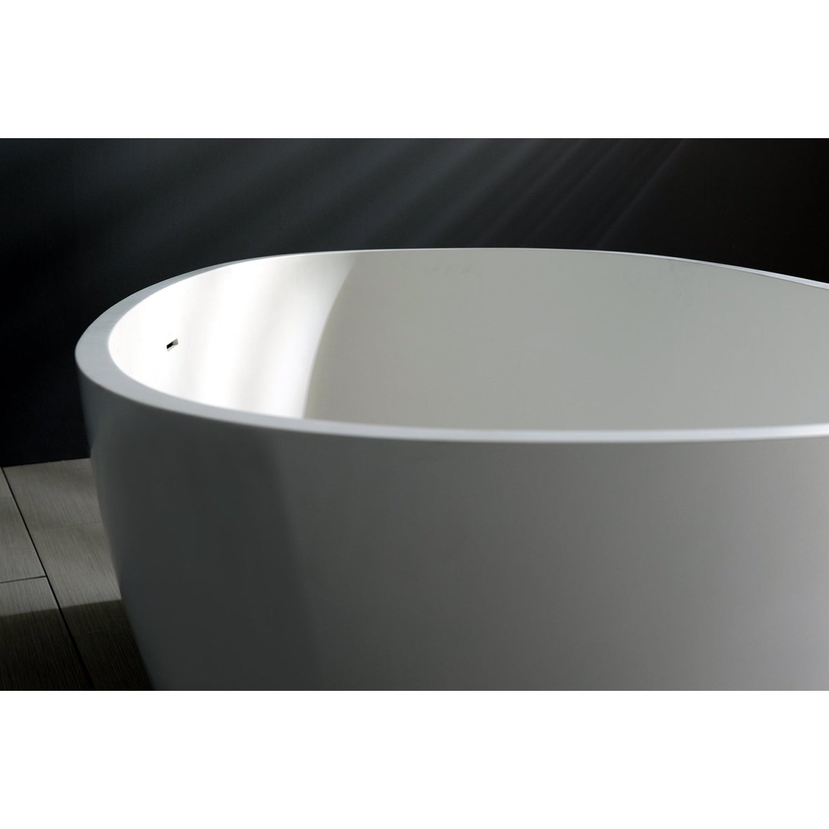 Arcticstone Solid Surface White Stone Freestanding Tub with Drain, Matte White - BUILDMYPLACE