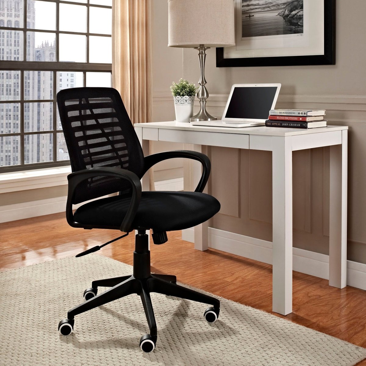 Ardor Mesh Back Support Computer Desk Office Chair in Black - BUILDMYPLACE