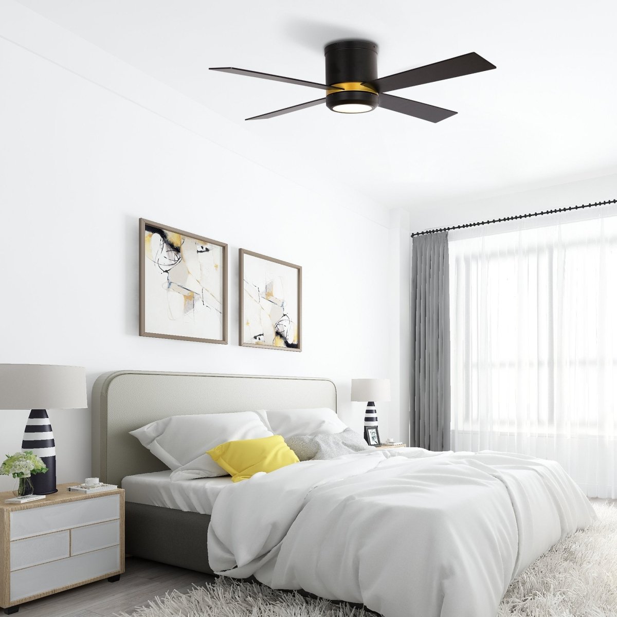 Arlo 52" In. 4 Blade Smart Ceiling Fan with Dimmable LED Light Kit Works with Wall control, Wi - Fi apps and Voice control via Google Assistant/Alexa/Siri - BUILDMYPLACE