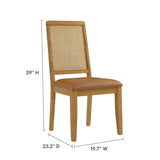 Arlo Vegan Leather Upholstered Faux Rattan and Wood Dining Side Chairs - Set of 2 - BUILDMYPLACE