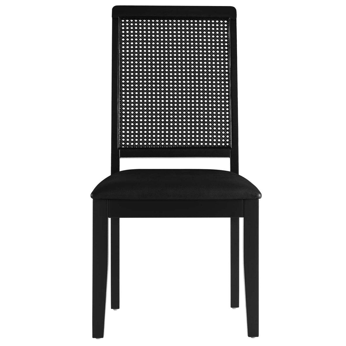 Arlo Vegan Leather Upholstered Faux Rattan and Wood Dining Side Chairs - Set of 2 - BUILDMYPLACE